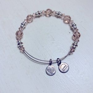 Alex and Ani silver bracelet light pink crystals